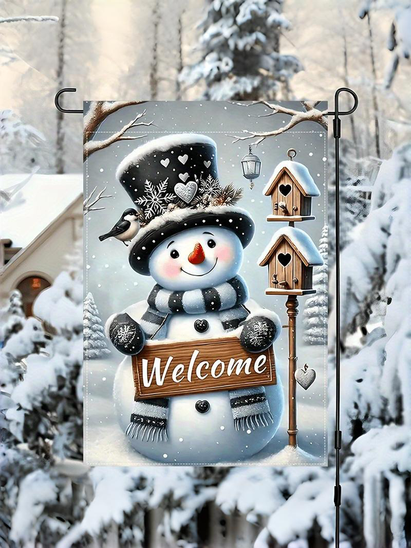 Snowman Welcome Winter Garden Flag
